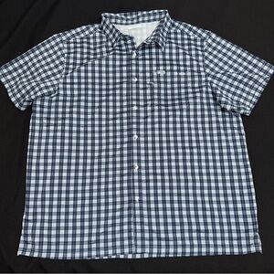 Columbia PFG button down Men's Blue and white plaid Shirt XXL
